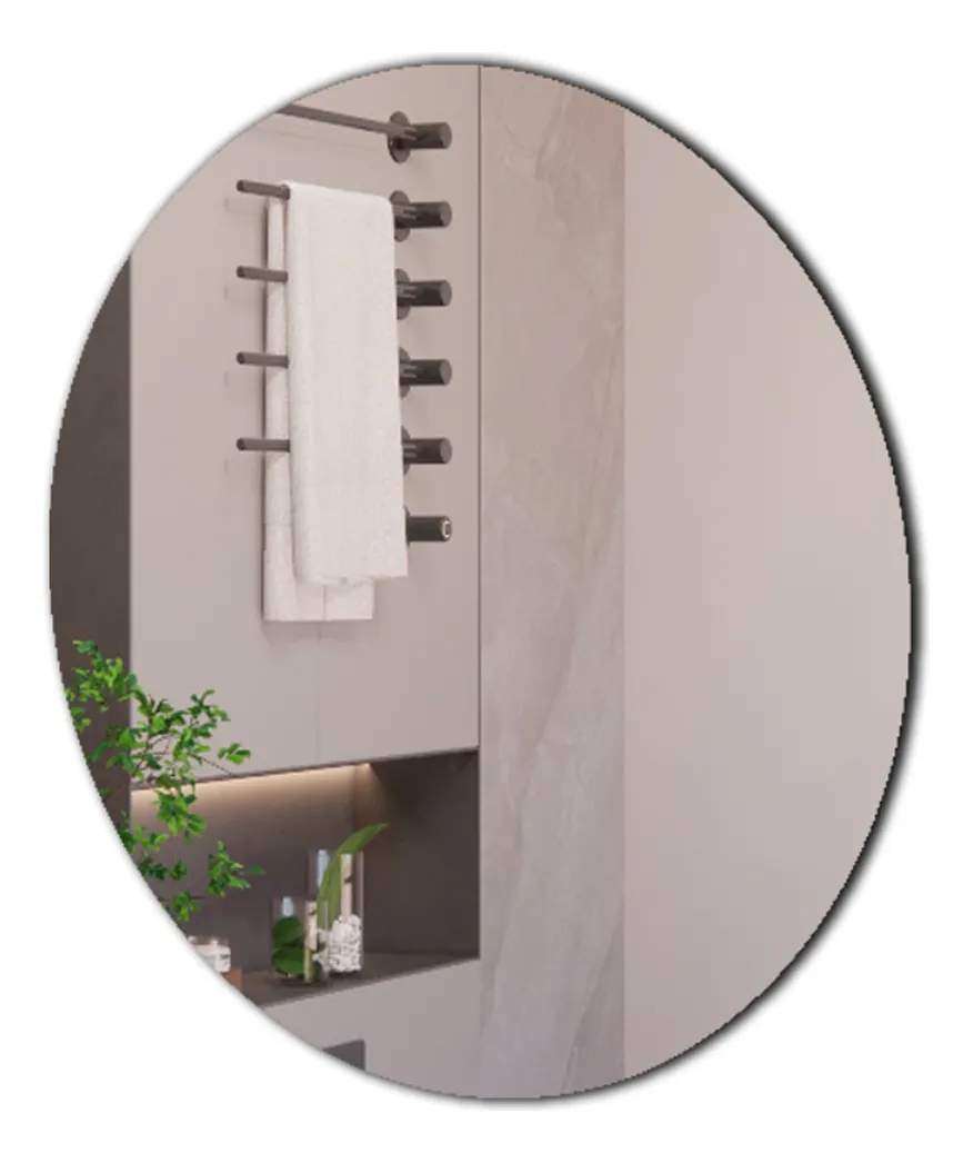 Espelho Redondo 50cm Para Banheiro Decoração Polido Lapidado