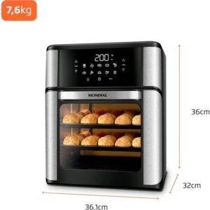 MONDIAL Fritadeira Air Fryer Forno Oven 12L, Preto/Inox, 2000W, 220V - AFON-12L-BI