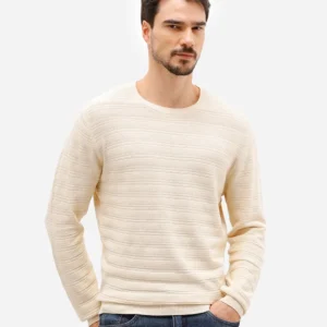 suéter masculino de tricot texturizado off white